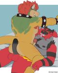 anthro arm_hair armband armpit_hair balls barazoku bed black_body black_fur blush body_hair bowser bracelet chest_hair crossover duo erection facial_hair fangs felid feline fur furniture generation_7_pokemon genitals green_body green_scales grey_body grey_fur hi_res horn humanoid_genitalia humanoid_penis incineroar jewelry koopa leg_hair male male/male mammal mario_bros muscular muscular_anthro muscular_male nintendo nipples nude pantherine pecs penile penis penis_on_butt pokemon pokemon_(species) red_body red_fur reptile scales scalie smile spiked_armband spiked_bracelet spikes stripes teeth text tiger tongue tongue_out yellow_body yellow_scales zordykeaboo