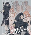  1boy 1girl alternate_costume ass bangle bare_shoulders black_coat black_hair black_pants blush boots bracelet breast_rest breasts brown_eyes character_name coat commentary_request hand_tattoo headphones heart height_difference holding holding_sword holding_weapon hood hood_down hooded_coat hooded_leotard jewelry large_breasts leaning_forward leaning_on_person leotard log_pose long_hair looking_at_another multiple_views nami_(one_piece) notice_lines official_alternate_costume one_piece orange_hair pants pink_boots science_fiction short_hair shoulder_tattoo single_sidelock sleeveless sword tattoo thighs trafalgar_law twitter_username walking weapon white_boots white_leotard yum_xoxo_yum 