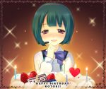  bad_id bad_pixiv_id blush cake candle coriinu food green_hair happy_birthday headset idolmaster idolmaster_(classic) mole mole_under_mouth otonashi_kotori red_eyes short_hair solo tears 