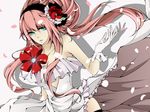  dress flowers megurine_luka petals pink_hair vocaloid white 