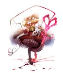  blonde_hair blood bunny flandre_scarlet hat highres laevatein pale_skin red_eyes rinko_(mg54) solo stuffed_animal stuffed_bunny stuffed_toy touhou wings 