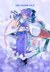  alternate_costume blue_eyes bow cirno food gloves hair_bow highres midriff mito_(calcomer) one_eye_closed popsicle scarf solo sword touhou watermelon_bar weapon 