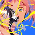  2girls akemi_homura argyle_clothes argyle_footwear bell black_boots black_eyes black_hair black_skirt blue_background blue_pupils boots choker collarbone dress happy height_difference highres kaname_madoka long_hair long_sleeves looking_ahead magical_girl mahou_shoujo_madoka_magica mahou_shoujo_madoka_magica_(anime) miniskirt multiple_girls neck_bell nervous outstretched_arm pink_choker pink_dress pink_hair pointy_nose ribbon running short_dress short_hair short_twintails simple_background skirt square_neckline thigh_boots twintails very_long_hair white_dress xinzangjian yellow_eyes yellow_ribbon 