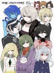  1other 6+girls :3 ace_attorney ace_attorney_investigations arrow_(symbol) black_hair blonde_hair blue_eyes blue_hair blue_skin brown_hair character_request check_character colored_skin commentary_request crossover green_hair highres hunter_x_hunter kagerou_project kido_tsubomi korean_commentary korean_text lapis_lazuli_(steven_universe) long_hair looking_at_viewer lusamine_(pokemon) made_in_abyss monogatari_(series) multicolored_hair multiple_girls neferpitou oshino_ougi ozen persona persona_4 pokemon pokemon_sm red_eyes sakura_bakushin_o_(blossom_in_learning)_(umamusume) sakura_bakushin_o_(umamusume) satonaka_chie shih-na shiryoku_kensa short_hair simple_background smile steven_universe susato_mikotoba the_great_ace_attorney translation_request two-tone_hair umamusume upper_body white_background white_hair 