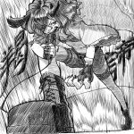  1girl animal_ears bra choujuu_gigaku commentary_request cross-laced_shoes dog_ears dog_girl fingerless_gloves gloves holding holding_microphone kasodani_kyouko leaning_forward microphone mt109 navel open_mouth shoes short_hair short_sleeves shorts solo standing touhou translation_request underwear 