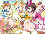  =_= axis_powers_hetalia bad_id bad_pixiv_id blonde_hair blue_skirt bow brown_eyes brown_hair choker cosplay crossdressing crossover cure_blossom cure_blossom_(cosplay) cure_marine cure_marine_(cosplay) cure_sunshine cure_sunshine_(cosplay) germany_(hetalia) heart heartcatch_precure! japan_(hetalia) magical_girl male_focus midriff multiple_boys northern_italy_(hetalia) orange_bow orange_choker pink_choker precure putegoya ribbon shouting skirt yellow_bow 