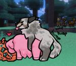 2025 ambiguous_penetration anthro camelid canid carrot cloud cubewolf64 domestic_pig duo duo_focus eating eating_food female feral feral_on_feral food forest fur grass grey_body grey_fur group heart_symbol llama male male/female mammal microsoft minecraft mojang penetration pink_body plant sex sky suid suine sus_(pig) tail teats tongue tongue_out tree vegetable villager_(minecraft) wandering_trader_(minecraft) watching_from_afar xbox_game_studios