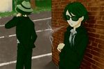  bored brick_wall fedora green_hair happy_tree_friends lifty open_mouth outside road shifty smoking suit sunglasses tie twins 