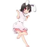  absurdres bad_id bad_pixiv_id barefoot blush carrot feet full_body highres inaba_tewi nase one_eye_closed open_mouth smile solo touhou transparent_background 