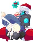1_eye areola balls big_breasts big_butt black_body black_scales blue_areola blue_body blue_feathers blue_nipples blue_scales bodily_fluids bottom_heavy breasts butt capcom christmas christmas_clothing christmas_headwear clothing cum cum_in_ass cum_inside cumshot cytrusawa ejaculation erection eye_roll feathers femboy fishnet_clothing fishnet_legwear flying_wyvern genital_fluids genitals gynomorph gynomorph/male hair half-closed_eyes hat headgear headwear hi_res holidays huge_breasts huge_butt humanoid humanoid_genitalia humanoid_penis intersex intersex/male legwear looking_pleasured machine male mistletoe monster_hunter nargacuga nargacuga_kc_(kingclown) narrowed_eyes nipples orgasm pear-shaped_figure penis plant robot robot_humanoid santa_hat scales simple_background stockings tail tail_tuft thick_thighs tongue_in_mouth tuft white_background white_hair wide_hips yellow_sclera