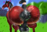 ahegao anal_fluids anal_squirt anus austin_(oddkangal) backsack balls big_anus big_balls big_butt bodily_fluids butt butt_focus dialogue equid equine feral gape_fart genitals heart_symbol hi_res horse in_heat looking_pleasured male mammal musk musky_butt oddkangal offscreen_character puffy_anus solo steam sweat sweaty_butt tongue tongue_out