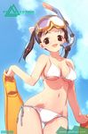  bikini breasts cleavage copyright_request day diving_mask flippers io_takuya large_breasts lowleg lowleg_bikini side-tie_bikini sideboob sky snorkel solo swimsuit twintails underboob 