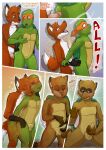 animal_humanoid animatics anthro bite_neck canid canid_humanoid canine canine_humanoid comic duo fox fox_humanoid genitals hands_on_hips hi_res humanoid male male/male mammal mammal_humanoid masturbation merge_tf merging penetration penile penile_penetration penis reptile scalie surprised teenage_mutant_ninja_turtles transformation transformation_through_sex turtle