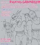 abs anthro chibi dragon english_text female fish group hase_(litehase) hi_res hybrid litehase marine monochrome muscular mythological_creature mythological_scalie mythology parent_(lore) parent_and_child_(lore) scalie shark size_difference sketch text trio truck vehicle