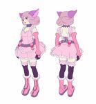  animal_ears bad_id bad_pixiv_id blush cat_ears character_sheet frills gloves highres lips multiple_views original pink_hair purple_eyes suehiro thighhighs turnaround 