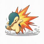  blue_fur cyndaquil fire full_body mistray-art no_humans pokemon pokemon_(creature) signature simple_background solo two-tone_fur white_background yellow_fur 