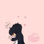  !? 2boys ahoge black_coat black_hair black_shirt blush chibi chibi_only coat collared_shirt curtained_hair heart highres holding_another&#039;s_wrist kim_dokja kimidori_22 kiss male_focus multiple_boys omniscient_reader&#039;s_viewpoint open_clothes open_coat popped_collar shirt short_hair white_coat yaoi yoo_joonghyuk 