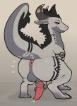 2025 american_mythology animal_genitalia animal_penis anus arm_tattoo aztec_mythology balls bent_legs big_anus big_butt big_tail black_hair black_horn black_sclera bodily_fluids butt butt_tattoo claws colored crouching curved_horn digital_drawing_(artwork) digital_media_(artwork) digitigrade dragon dripping ear_piercing emanata erection feet feral fingers furgonomics furry-specific_piercing genital_fluids genitals glistening glistening_genitalia gold_(metal) gold_piercing grey_background grey_body grey_scales grey_toe_claws hair half-closed_eyes hand_on_penis hi_res horn horn_piercing huge_butt izta&#039;ka knot knotted_penis knotted_tapering_penis leaking_precum leg_tattoo long_tail looking_at_viewer looking_back looking_back_at_viewer male mesoamerican_mythology mohawk mythological_creature mythological_scalie mythology narrowed_eyes notched_ear nude penis penis_backwards piercing pink_anus pink_penis precum precum_drip precum_string presenting presenting_anus presenting_hindquarters puffy_anus quadruped raised_tail red_eyes reetogoth ring_piercing scales scalie shaded sheath signature simple_background simple_shading smile solo tail tail_tattoo tapering_penis tattoo thick_thighs toes tuft white_body white_scales wingless_dragon