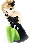  don't_say_&quot;lazy&quot; dress elbow_gloves gloves green_legwear hair_bun hair_ribbon k-on! kotobuki_tsumugi mizuki_makoto pantyhose ribbon solo 