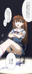  bad_id bad_pixiv_id blue_eyes brown_hair chair crossed_arms hair_ornament highres kari_(kakko_k) long_hair miniskirt neon_genesis_evangelion panties pantyshot pantyshot_(sitting) school_uniform sitting skirt solo souryuu_asuka_langley translated underwear 