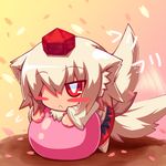  :&lt; animal_ears ball blush chibi hat inubashiri_momiji raion-san red_eyes solo tail tokin_hat touhou 