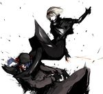  2girls alice_margatroid alternate_costume bad_id bad_pixiv_id blame! blonde_hair blood blue_hair kawashiro_nitori kicking multiple_girls parody touhou un-known_(ninesix) 