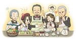  3boys cooking fish gouda_toshirou kanon_(umineko) kumasawa_chiyo manaka_(pdx) multiple_boys multiple_girls old old_woman ronoue_genji shannon umineko_no_naku_koro_ni ushiromiya_george 