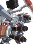  aiming arm_cannon beam_cannon commentary_request dual_arm_cannons earth_federation earth_federation_space_forces full_armor_gundam gundam gundam_thunderbolt highres machinery mecha mecha_focus missile_pod mobile_suit robot roundel science_fiction shield tei-o upper_body v-fin weapon white_background yellow_eyes 