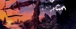  highres lack lightning no_humans original rock scenery sunset 