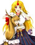  bad_id bad_pixiv_id blonde_hair closed_eyes horn hoshiguma_yuugi hug ibuki_suika long_hair mugenshiki multiple_girls orange_hair red_eyes star touhou 