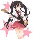  akiyama_mio bad_id bad_pixiv_id bass_guitar cosplay hair_ribbon hiiragi_kagami hiiragi_kagami_(cosplay) instrument k-on! konno_seara long_hair lucky_star pink_neckwear ribbon ryouou_school_uniform school_uniform serafuku solo twintails 