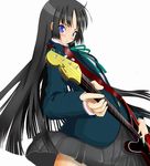  akiyama_mio bangs bass_guitar black_hair blue_eyes blunt_bangs hime_cut instrument k-on! long_hair nokiguchi_chika school_uniform solo 