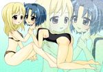  amemori_keron bad_id bad_pixiv_id bikini blonde_hair blue_eyes blue_hair brown_eyes chie_rumiko higurashi_no_naku_koro_ni multiple_girls school_swimsuit swimsuit takano_miyo yuri zoom_layer 