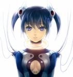  android bad_id bad_pixiv_id barcode blue_eyes blue_hair breasts cable charging choker cleavage cleavage_cutout medium_breasts original ryou_(kimagure) short_hair short_twintails solo twintails 