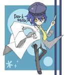  bad_id bad_pixiv_id blue_hair cabbie_hat chibi hat highres ido labcoat necktie persona persona_4 reverse_trap scalpel shirogane_naoto yellow_eyes 