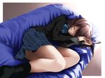  closed_eyes couch lying on_side original school_uniform skirt sleeping socks solo takase_muu 