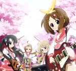  :3 ahoge akiyama_mio aruru_no_zaki band bass_guitar cherry_blossoms cosplay drum drum_set electric_guitar glasses guitar hair_ribbon hiiragi_kagami hiiragi_kagami_(cosplay) hiiragi_tsukasa hiiragi_tsukasa_(cosplay) hirasawa_yui instrument izumi_konata izumi_konata_(cosplay) k-on! keyboard_(instrument) kotobuki_tsumugi lucky_star multiple_girls pink_neckwear ribbon ryouou_school_uniform school_uniform serafuku synthesizer tainaka_ritsu takara_miyuki takara_miyuki_(cosplay) 