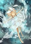  barefoot blonde_hair closed_eyes highres kagamine_rin kagamine_rin_(roshin_yuukai) okishiji_en ribbon roshin_yuukai_(vocaloid) solo vocaloid 