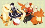  arcanine bad_id bad_pixiv_id baku_(pokemon) camerupt electrode gen_1_pokemon gen_2_pokemon gen_3_pokemon holding holding_poke_ball mai_(pokemon) multiple_girls pantyhose poke_ball pokemon pokemon_(creature) pokemon_(game) pokemon_dppt shikanaka umbreon 