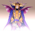  armor bad_id bad_pixiv_id blonde_hair cape crossed_legs emperor_(ff2) final_fantasy final_fantasy_ii highres horns long_hair male_focus pinnappleorange sitting solo 