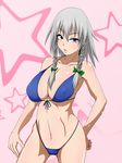  1girl bikini blue_eyes breasts izayoi_sakuya large_breasts revolve short_hair silver_hair solo swimsuit touhou 