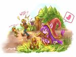  1girl 2boys animal_ears bad_id bad_pixiv_id dr._mundo ezreal feathers goggles grass hat heart horns league_of_legends lulu_(league_of_legends) multiple_boys mushroom pix poro_(league_of_legends) purple_hair sleeping striped striped_legwear sueyen syringe teemo tongue tree yordle 