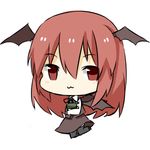  :3 bad_id bad_pixiv_id bat_wings book chibi head_wings holding holding_book katori_(quietude) koakuma long_hair lowres red_eyes red_hair simple_background thighhighs touhou white_background wings 