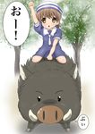  1girl absurdres boar botan brown_hair child clannad highres okazaki_ushio sitting tree 