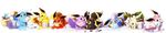  art_brush bow cosplay eevee espeon espeon_(cosplay) flareon flareon_(cosplay) gen_1_pokemon gen_2_pokemon gen_4_pokemon gen_6_pokemon glaceon glaceon_(cosplay) hair_bow highres ice jolteon jolteon_(cosplay) leaf leaf_on_head leafeon leafeon_(cosplay) long_image magikarp matches mouth_hold muchiwo no_humans one_eye_closed paint paint_can paintbrush painting pokemon pokemon_(creature) ribbon shampoo_hat spill splashing sylveon sylveon_(cosplay) tail tape thought_bubble umbreon umbreon_(cosplay) vaporeon vaporeon_(cosplay) wide_image 