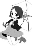  bunny bunny_hair_ornament greyscale hair_ornament hairclip idolmaster idolmaster_cinderella_girls long_sleeves monochrome open_mouth sasaki_chie short_hair solo takami_ryou umbrella 