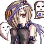  bad_id bad_pixiv_id bandages blonde_hair bow crown detached_sleeves diamond eyes ghost idolmaster idolmaster_cinderella_girls microphone nitoro-star open_mouth red_eyes shirasaka_koume short_hair silk spider_web 