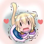  animal_ears blonde_hair chibi heart hoshizuki_(seigetsu) mizuhashi_parsee puru-see short_hair solo tail touhou trembling |_| 