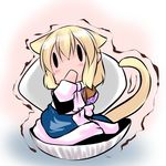  animal_ears blonde_hair chibi clam_shell hoshizuki_(seigetsu) mizuhashi_parsee puru-see short_hair solo tail touhou trembling |_| 