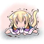  animal_ears blonde_hair chibi hoshizuki_(seigetsu) mizuhashi_parsee puru-see short_hair solo tail touhou trembling |_| 